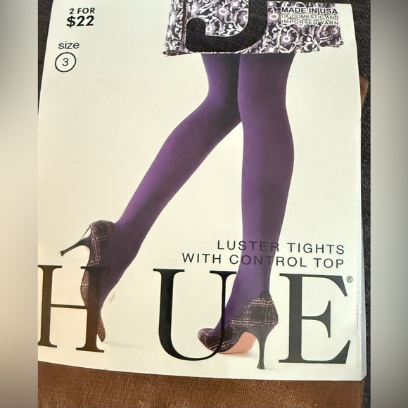 NWT- HUE Women's Control Top Luster Tights - CARMEL - Size 3 (See Chart) - Picture 2 of 4